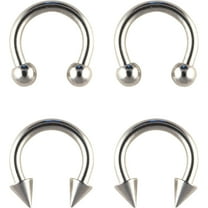 Body Jewelry Women's 16G Stainless Steel Horseshoe Nose Rings, Value Pack