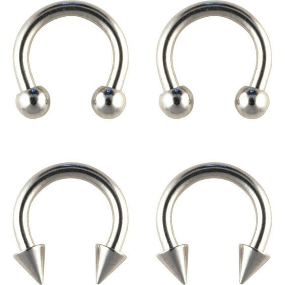 Body Jewelry Women's 16G Stainless Steel Horseshoe Nose Rings, Value Pack
