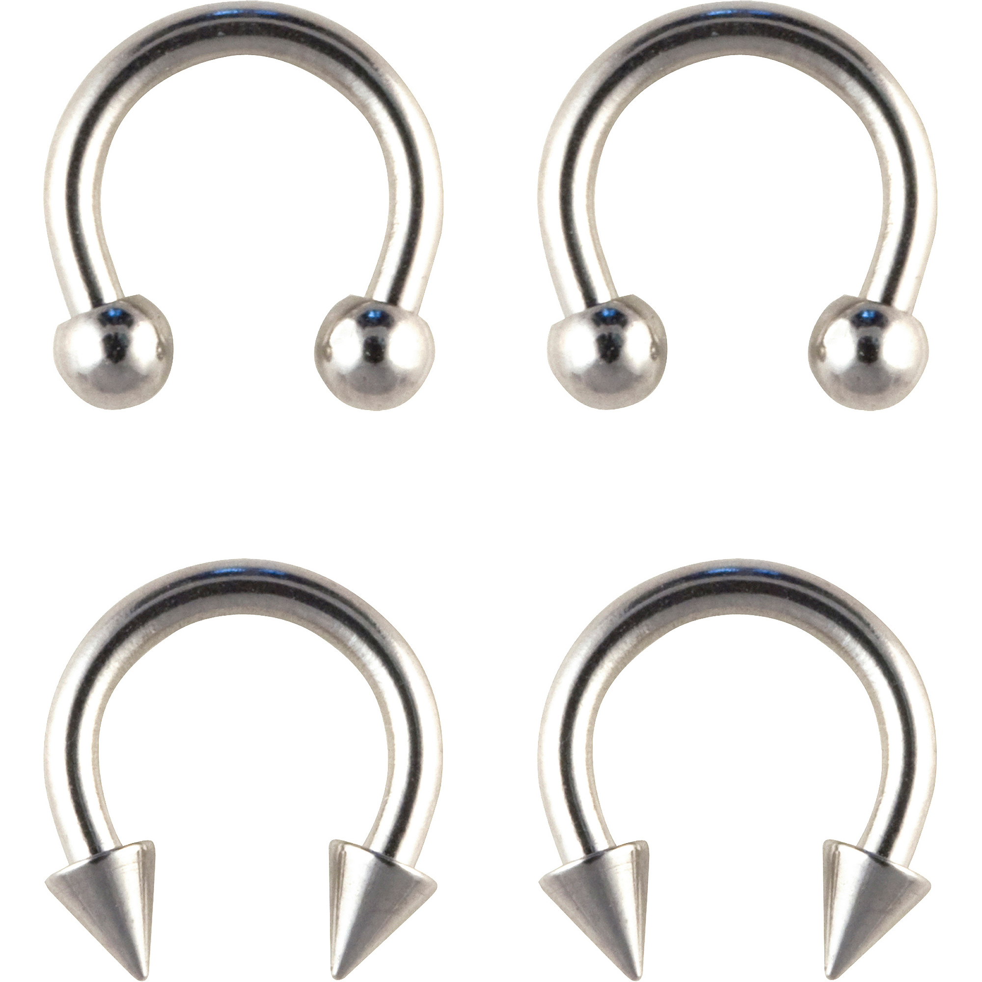 Women's 16G Stainless Steel Horseshoe Nose Rings Value Pack