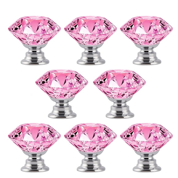 Pomos de armario MDPLY, diamante de cristal rosa, 30 mm, paquete de 8