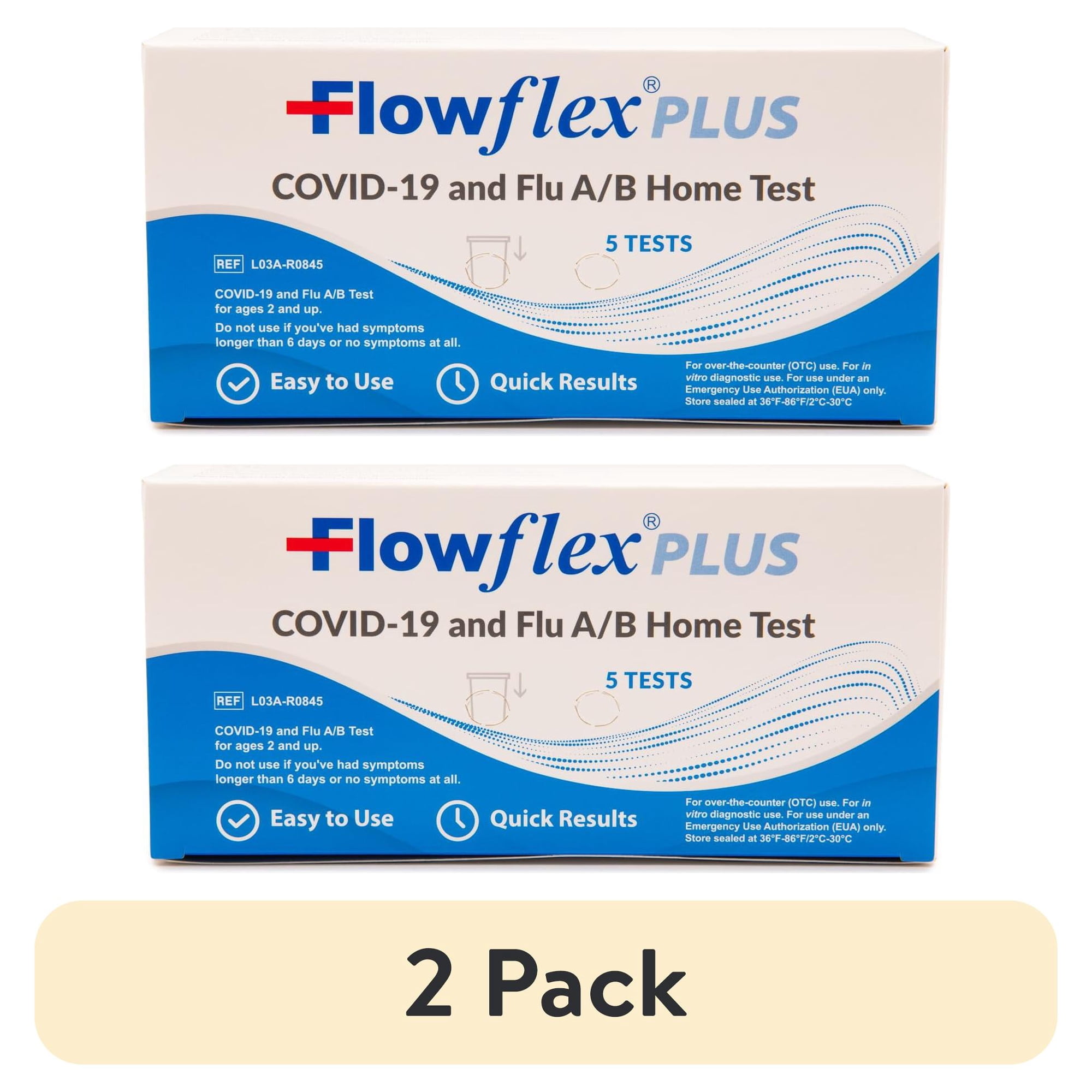 (2 pack) Flowflex Plus COVID-19 & Flu A/B Test Kit - 5 Tests, 3-in-1 Rapid Antigen Self Test