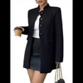thumbnail image 2 of Abrigo de Invierno para Mujer, Medio, Cuello Alto, Botonadura Sencilla, Abrigo de Abrigo. Negro M, 2 of 9