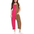 thumbnail image 1 of Barboteuse Décontractée à Rayures pour Filles avec Bretelles en V, Ample et Décontractée avec Poche, 1 of 6