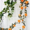 thumbnail image 1 of Enredadera de flores artificiales | Guirnalda simulada de seda y plástico | San Valentín Rojo Naranja Rosa Beige | 78.7 pulgadas de largo | Arco interior exterior, pared, puerta, decoración de, 1 of 6