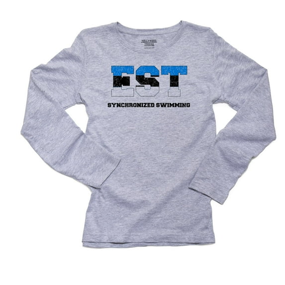 Estonia Synchronized Swimming - Olympic Games - Rio - Flag Women's Long Sleeve Grey T-Shirt