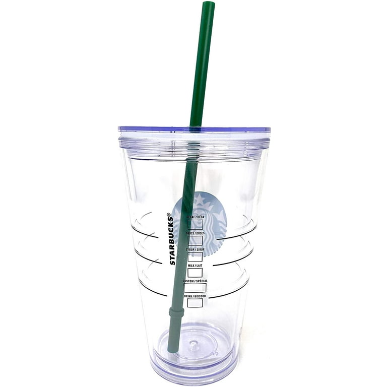 Starbucks Cold Cup Clear Grande Tumbler Traveler With Green Straw