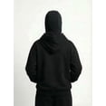 thumbnail image 6 of EMMIOL Men's Y2K Street Double Hat Oversized Hoodie Black Full Face Mask Zip Hoodie with Embroidery, 6 of 7