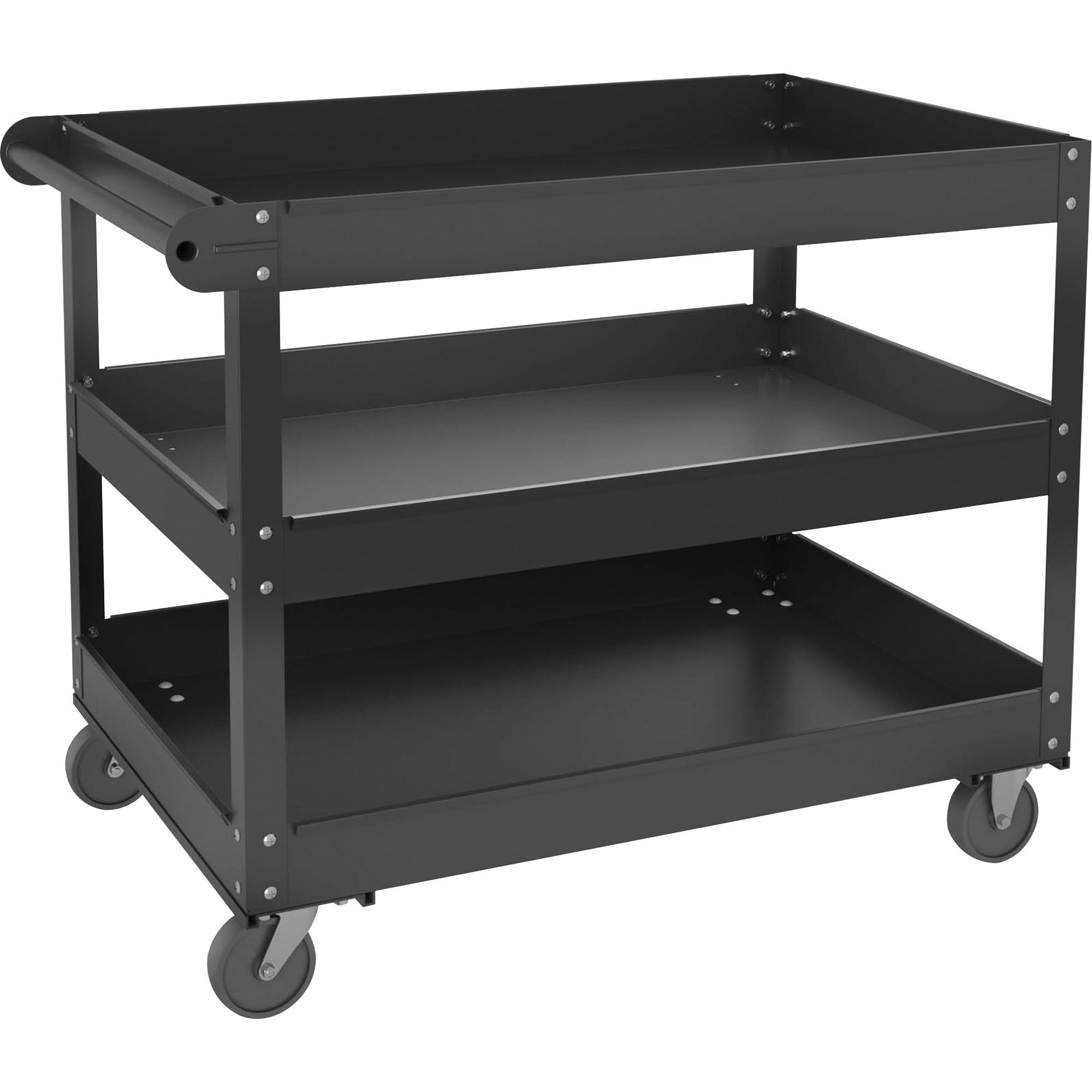 Lorell, 3shelf Utility Cart, 1 Each, Black