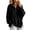 Black #4, variant on Women's Knit Pullover Hoodies Quarter Zip Adjustable Drawstring Solid Hooded Sweaters Fall Winter Causal Loose Sweatshirts, M