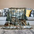 JEUXUS Wolf Lodge Blanket Wildlife Cabin Gift Throw Woven from Cotton