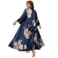 thumbnail image 2 of EFINNY Women's Plus Size Floral Print Robe Long Sleeve Satin Silk Long Nightgown Bathrobe for Bridesmaid Wedding Party Loungewear, 2 of 7