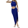 thumbnail image 2 of Wedding Dress Women's Solid Color Vest And Pleated Slit Long Dress Two Piece Casual Set, 2 of 4