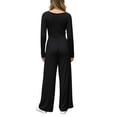 thumbnail image 5 of Bovxnpu Women's Casual Loose Overalls Jumpsuits One Piece Rompers Squared Neck Long Sleeve Ruched Waist Wide Leg Pants Loungewear, 5 of 7