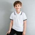 thumbnail image 3 of Favoffer Big Kid Boys Girls Button-Up Shirt Spring Summer Stripe Polka Embroidery Short Sleeve Breathable Collared Casual Top Fashion Tee for Daily Home Party Photo Shoot Sizes 3-14Y, 3 of 8