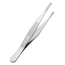 Unique Bargains 1 Pcs 5-Inch Stainless Steel Straight Blunt Tweezers with Serrated Tip