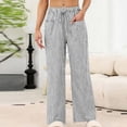 thumbnail image 6 of PNTUTB Women's Fashionable Versatile Striped Casual Relaxed Comfortable Drawstring Wide Leg Pants with Pockets, 6 of 6