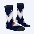 thumbnail image 2 of Four Seasons Universal Socks - 2 Pairs Unisex Trendy Socks with Sporty Baseball ' M ' Design on Navy Blue Background, 2 of 5
