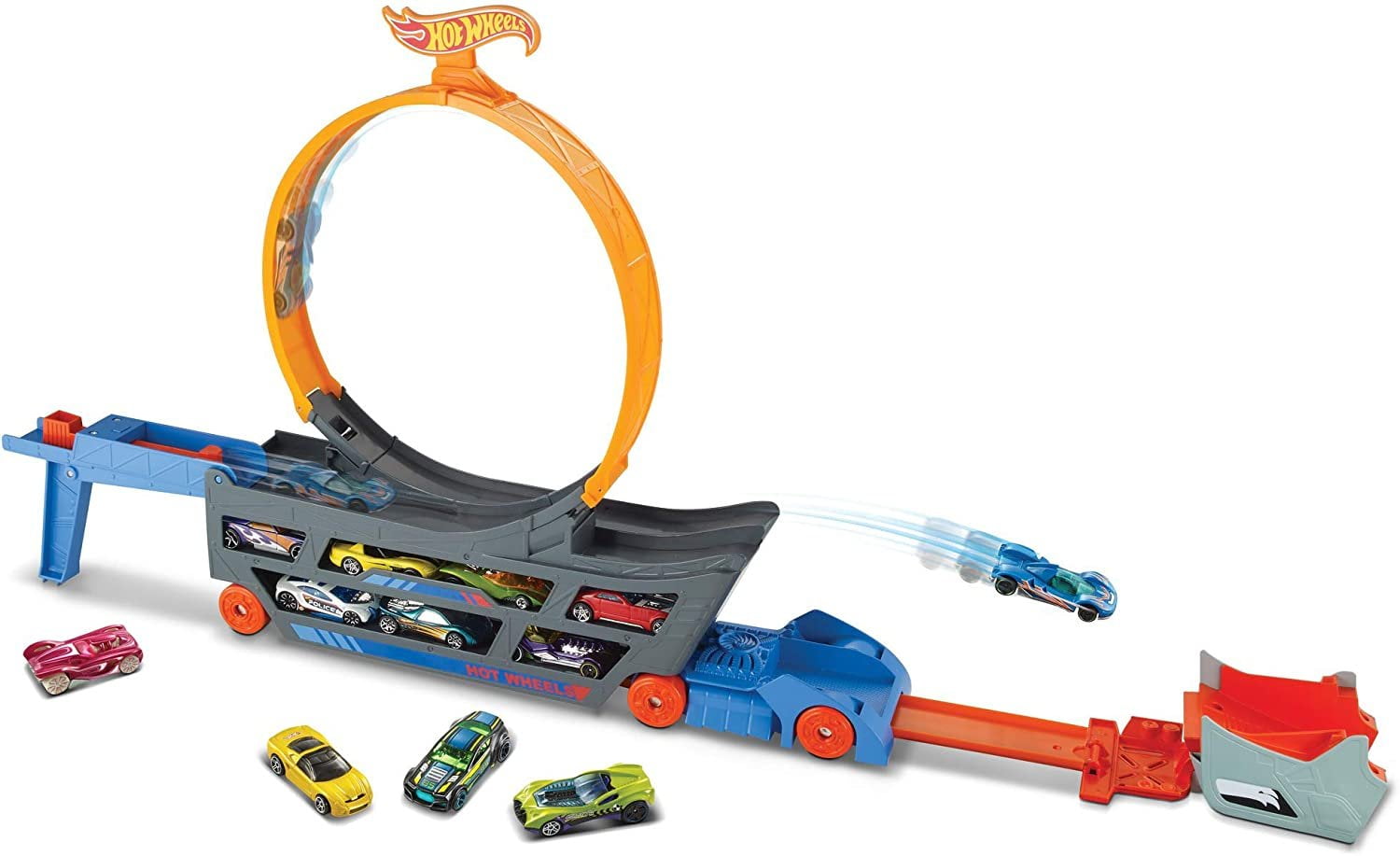 Hot Wheels Transporter Truck Mobile Play Set Large Loop Collapsible