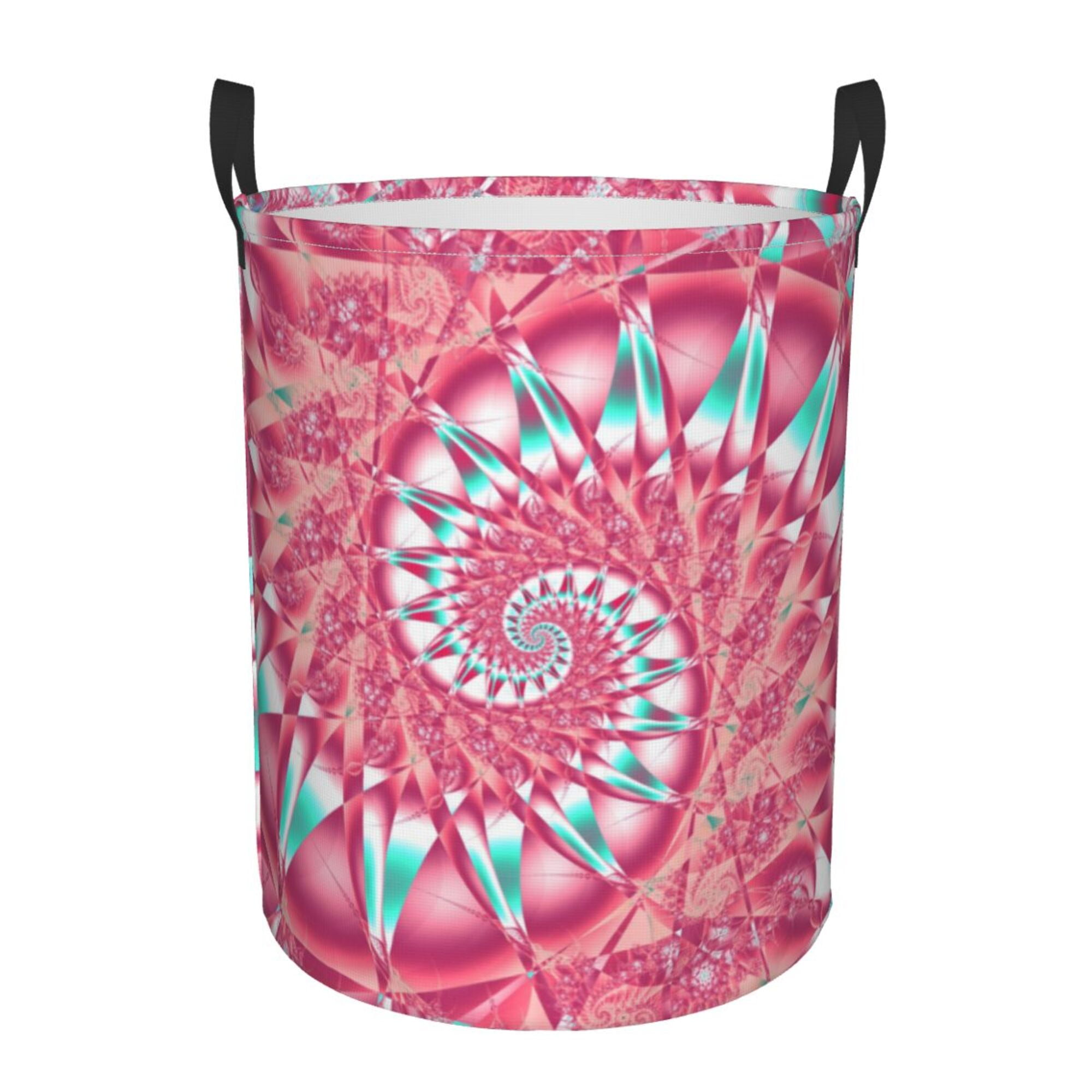 DouZhe Waterproof Collapsible Large Laundry Baskets, Red Spiral Vortex Prints Circular Hamper