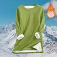 thumbnail image 2 of FAVIPT Women Fleece Lined Sherpa Sweatshirt Crew Neck Fuzzy Warm Pullover Long Sleeve Crew Neck Tops Side Split Winter Casual Loungewear Green,M, 2 of 8