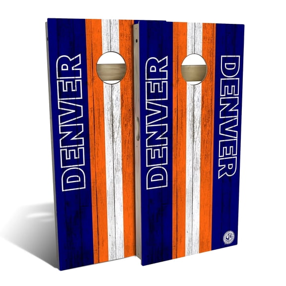 Skip's Garage | Denver Football Cornhole Board Set | Includes Boards & Bags | Choose Your Size & Accessories