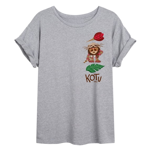 Moana - Kotu Stacked Icons - Juniors Oversized Graphic T-Shirt