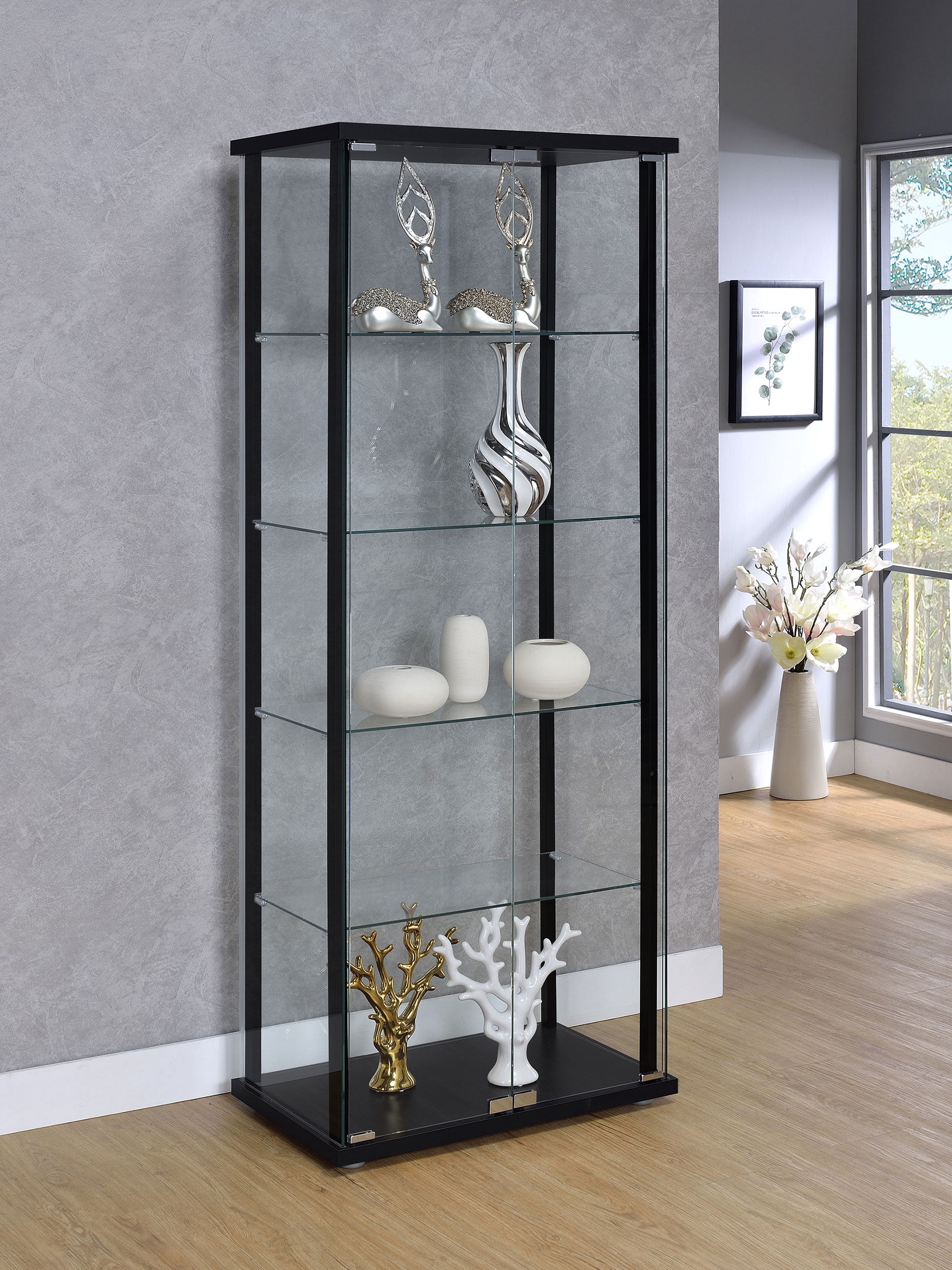 Coaster Fine Furniture, Delphinium 5-shelf Glass Curio Cabinet
