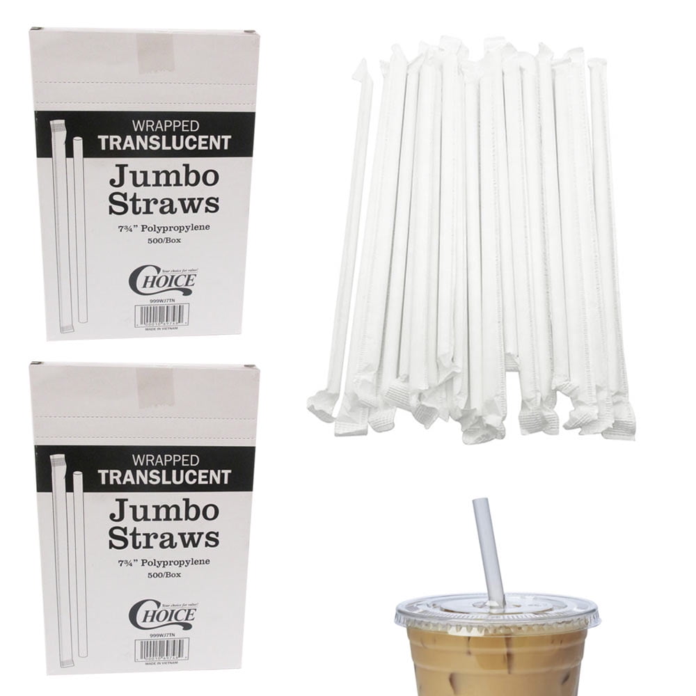 Pack of 300 Paper Wrapped 8 Length Clear Perfect Stix Concession Straight-Cut Giant Milkshake Straw 