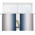 thumbnail image 2 of Gray Navy Blue Semi Sheer Window Curtains 54 Inches Long, Modern Gradient Geometric Rod Pocket Voile Silky Chiffon Curtain Light Filtering Drapes for Living Room, Kitchen, Bedroom, 52"x54", 2 Panels, 2 of 9