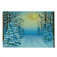 thumbnail image 2 of Winter Cutting Board, Forest View Graphic Display Print with Snowy Path Between Trees and Sun on Sky, Decorative Tempered Glass Cutting and Serving Board, Large Size, Blue Yellow, by Ambesonne, 2 of 5