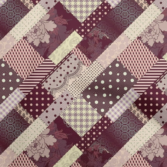 oneOone Cotton Flex Dark Magenta Fabric Asian Floral With Dot Mix Craft Projects Decor Fabric Printed By The Yard 40 Inch Wide