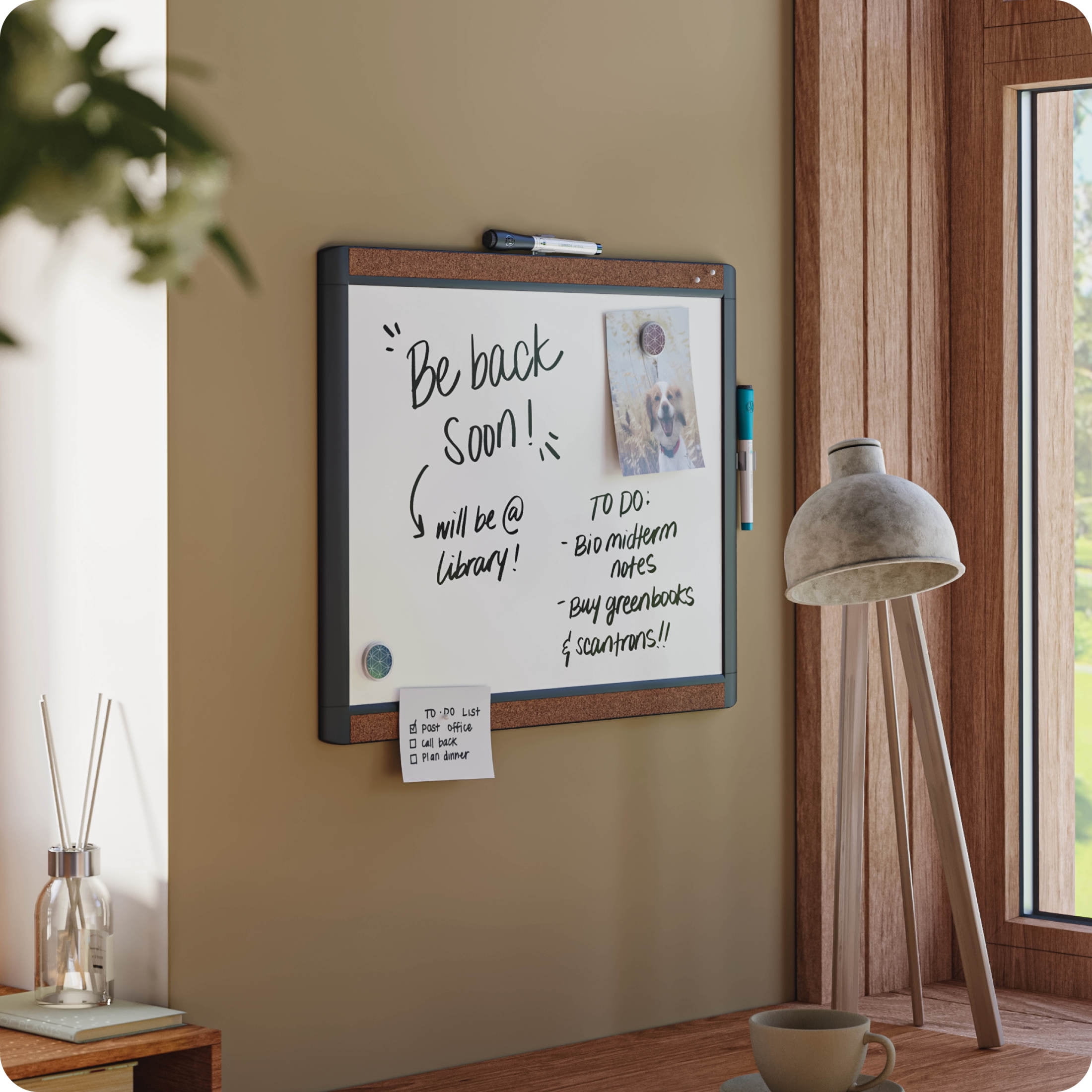 U Brands 20 x 16 in. Magnetic Dry Erase Whiteboard with Modern Pin-It Frame