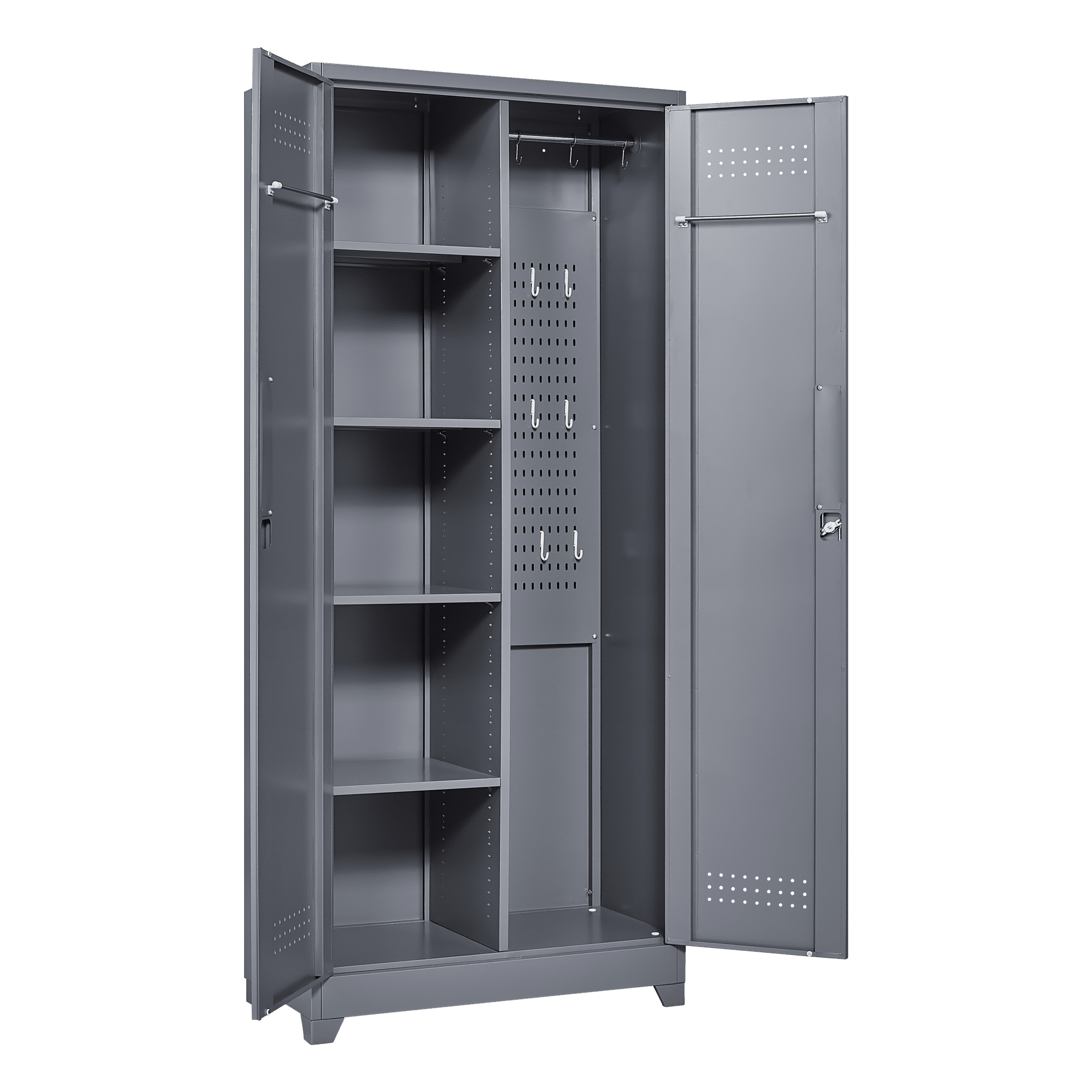 Metal Storage Cabinets, Cleaning Tool Cabinet with Locking Door, Large Tool Organizer and Storage for Kitchen, Pantry, Office
