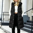thumbnail image 5 of Womens Puff Vest Outwear with Hood Loose Fit Warm Full Zip Casual Winter Sleeveless Quilted Jacket Black XL, 5 of 7