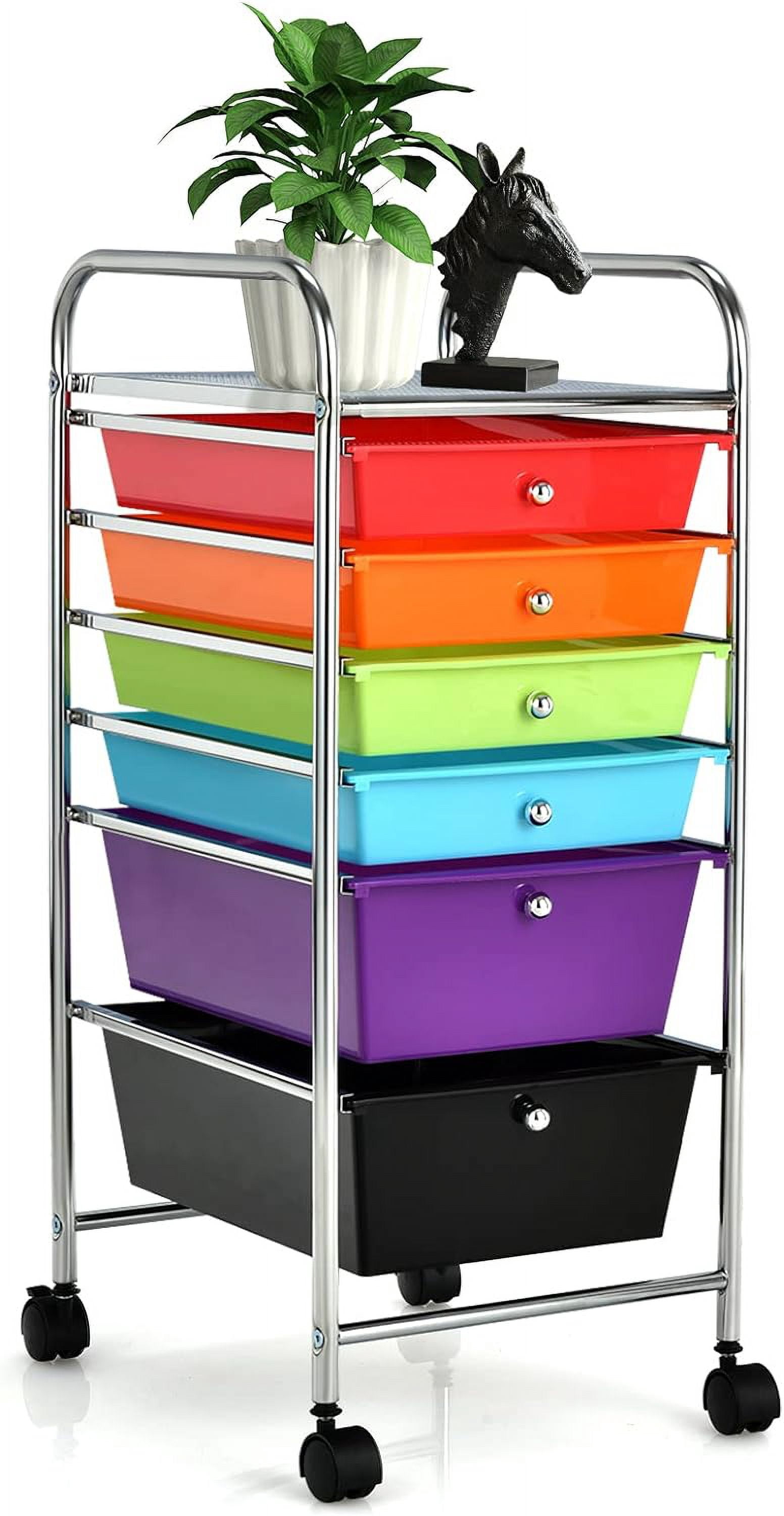 Gymax Rolling Storage Cart Tools Scrapbook Paper Office School Organizer W/ 6 Drawer