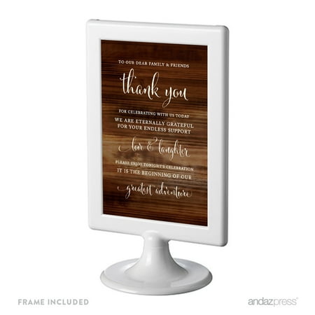 Friends Wood - To Our Family & Friends, Thank You Framed Rustic Wood Wedding Party Signs