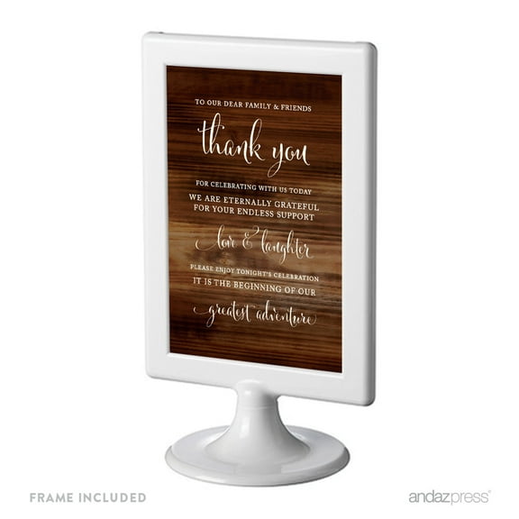 To Our Family & Friends, Thank You Framed Rustic Wood Wedding Party Signs