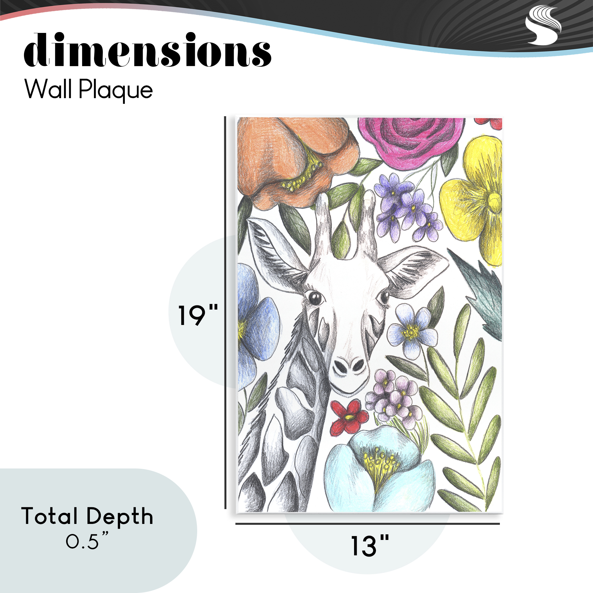Giraffe In The Midst of Flowers Wall Plaque Art, design by Cecilia Battaini