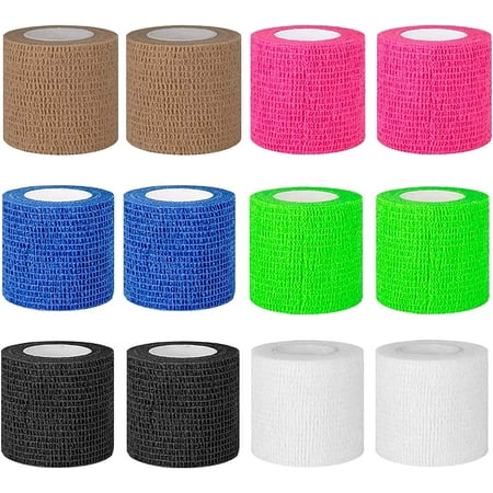 FanShow 12 Rolls Cohesive Self-Adhesive Bandage, Cohesive Bandage ...