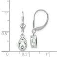 thumbnail image 2 of 14K White Gold 7x5mm Oval Cubic Zirconia Leverback Dangle Earrings, 2 of 5