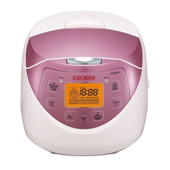 CUCKOO Micom Rice Cooker 6 Cup Uncooked / 12 Cup Cooked, Korean Fuzzy Logic Rice Cooker with Preset Timer & Keep Warm Setting, Versatile Food Steamer with Non-Stick Inner Pot, Pink (CR-0631F)