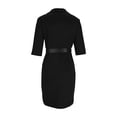 thumbnail image 3 of Women's Half Sleeve Bodycon Work Dresses, Elegant Lapel Collar Belted Business Office Church Pencil Dress, 3 of 5