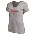 thumbnail image 2 of Women's Heather Gray Philadelphia Phillies Core Wahconah V-Neck T-Shirt, 2 of 3