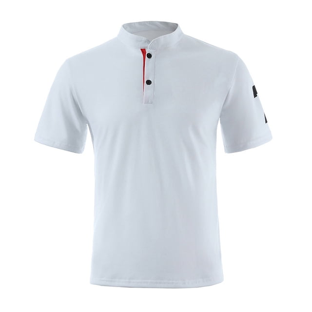 ylioge Graphic Tees for Men Short Sleeve Golf Shirts Casual Pullover Button Stand Collared Solid Color Comfort Athletic Workout Tshirts Tops