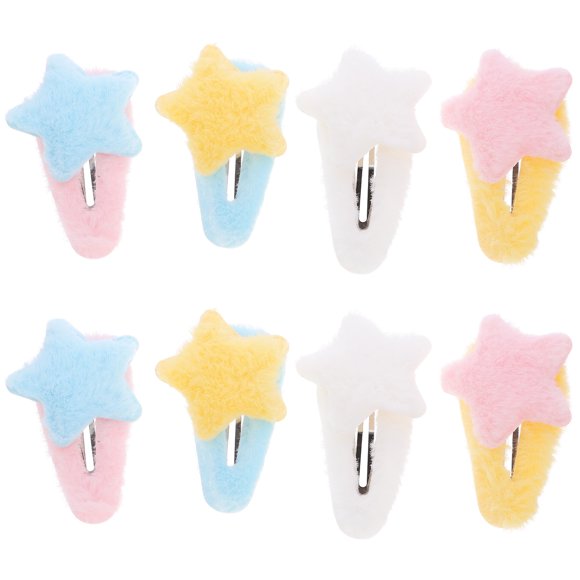 8pcs Girl Hair Clips Girls Hair Accessories Cute Hair Clips Star Hair Clips Plush Barrettes