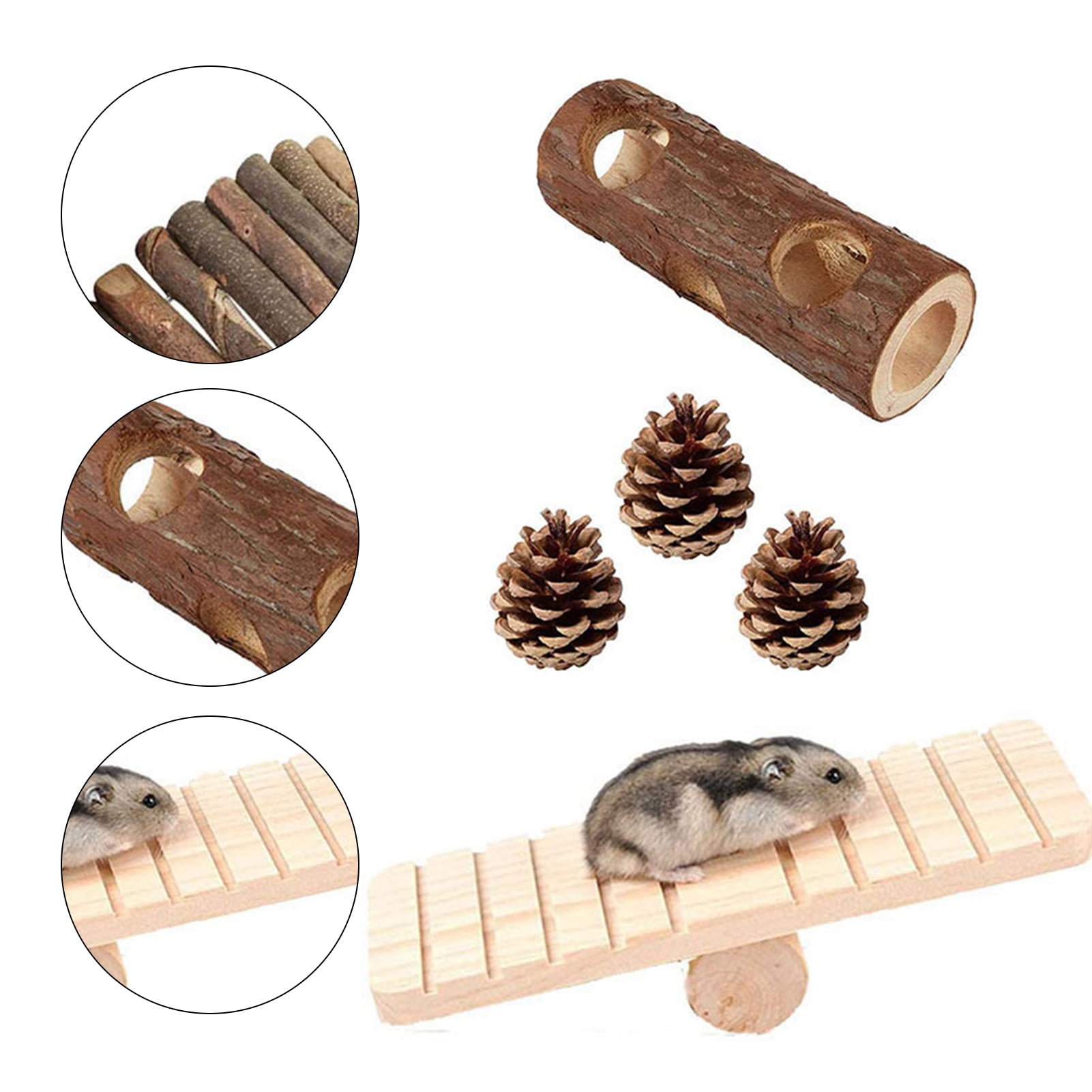 DOPI 7Pcs/Set Molar Toy Long Lifespan Relieve Anxiety Wood Hamster Chew Toy Set for Chinchillas