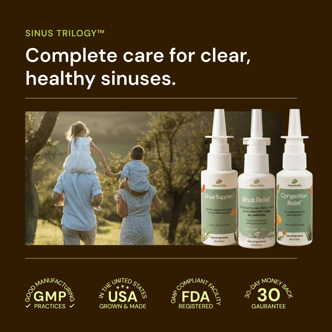 Nature’s Rite Sinus Trilogy™, 3-Bottle Set, 1.5 oz (45 mL) Each, Portable All-Natural Sinus Spray, Non-Addictive Support for Allergy & Pollution Irritation, Moisturizes & Soothes Sinus Passages