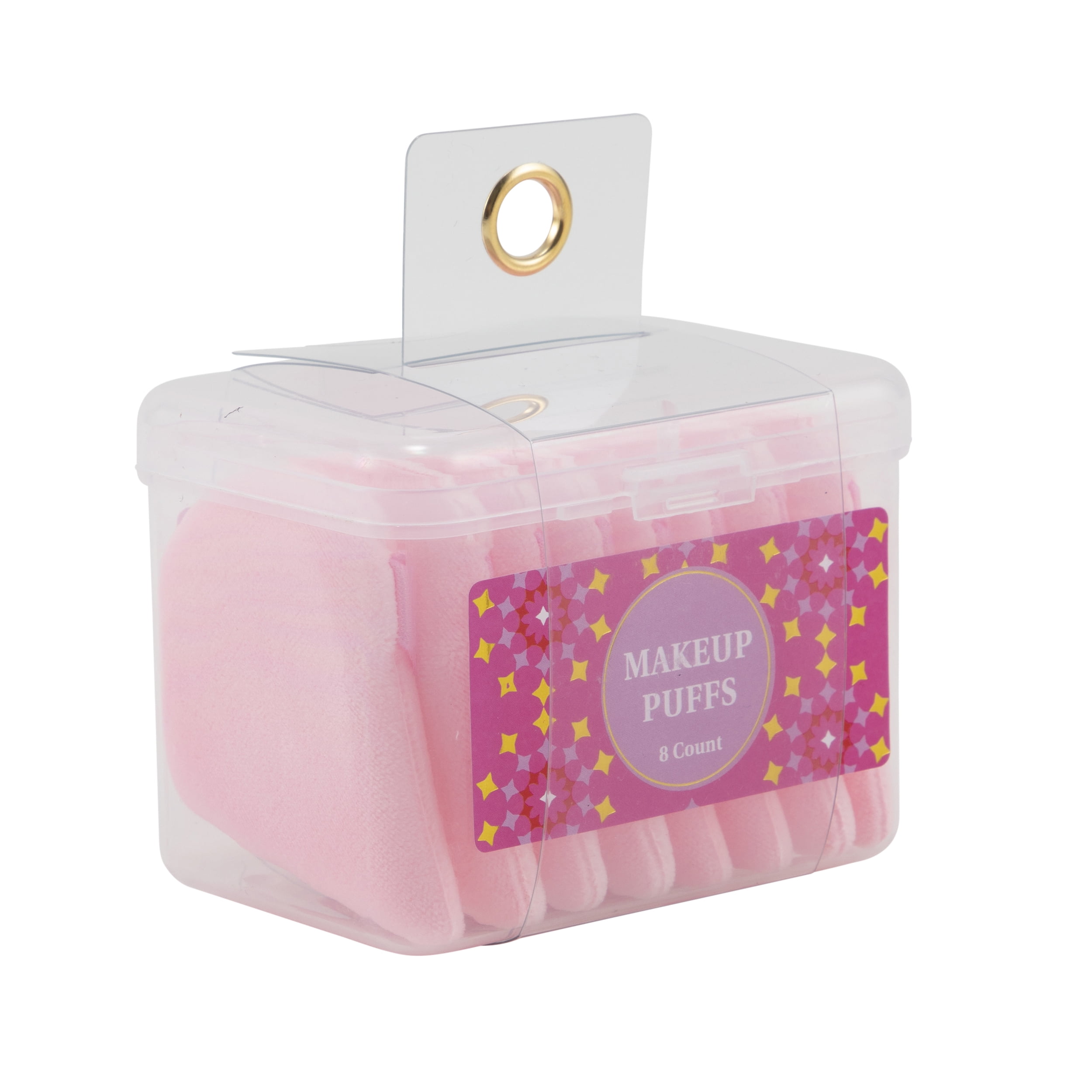 Triangle Puffs 8 pack in Organizer for All Types of Makeup Removal or Application.  Super Soft Puffs with Satin Ribbon Finger Hold, Pink.
