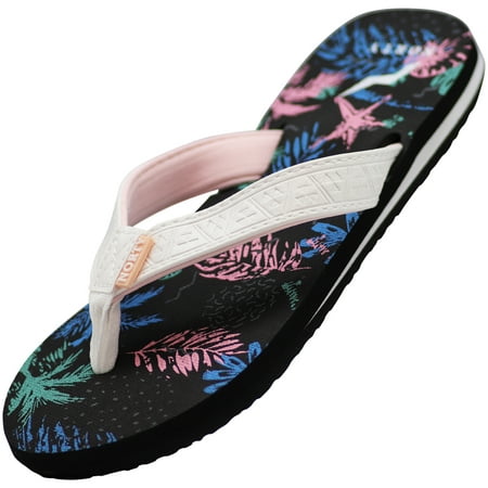 

NORTY Womens Flip Flops Adult Female Thong Sandals Black - Runs 1 Size Small