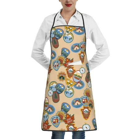 

Matuu Camp Badge for Adjustable Cooking Aprons for Women with Pockets Kitchen Aprons for Men Water and Oil Resistant